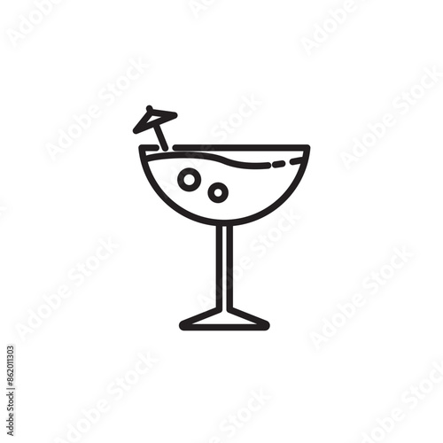 Margarita cocktail glass cup with lemon silhouette style icon design, Alcohol drink bar and beverage themed. Editable icon.