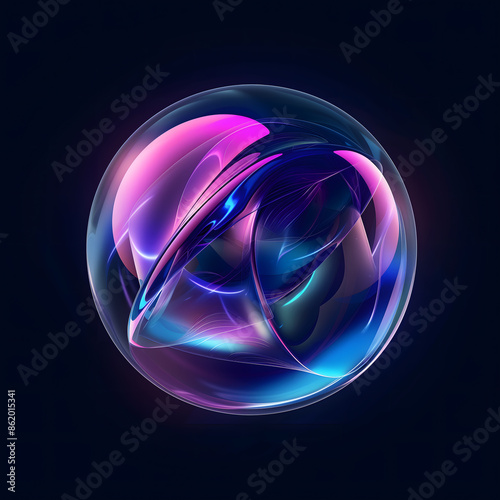 Abstract Neon Sphere with Fluid Light Effects