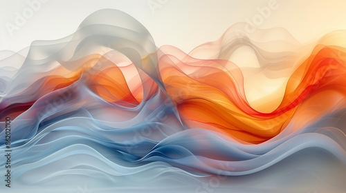 An abstract depiction of fluidity with flowing lines, curves, and a harmonious blend of colors, evoking a sense of motion and grace in design. Illustration, Minimalism,