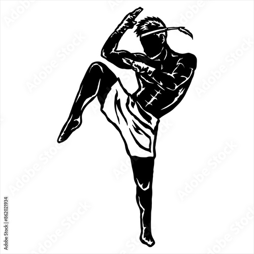 illustration vector kick boxing muay thai poster style	

