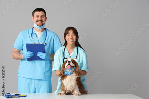 Veterinarians with cute dog...
