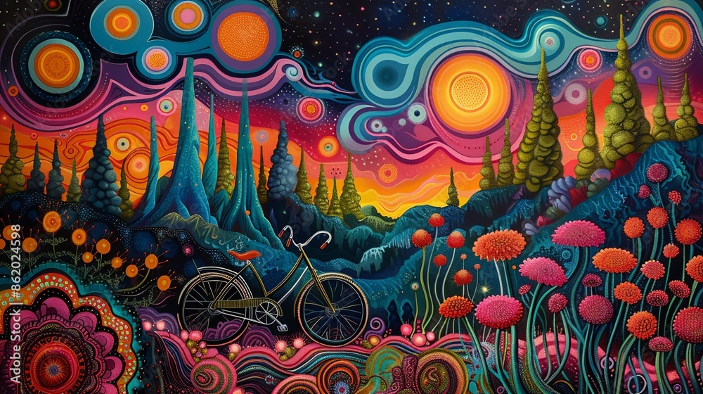 An acid art piece featuring bold, bright colors, swirling patterns, and psychedelic designs, creating an eye-catching and visually stimulating experience for the viewer. Illustration, Minimalism, An acid art piece featuring bold, bright colors, swirling patterns, and psychedelic designs, creating an eye-catching and visually stimulating experience for the viewer. Illustration, Minimalism,