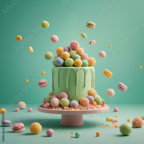 A green candy cake  photo