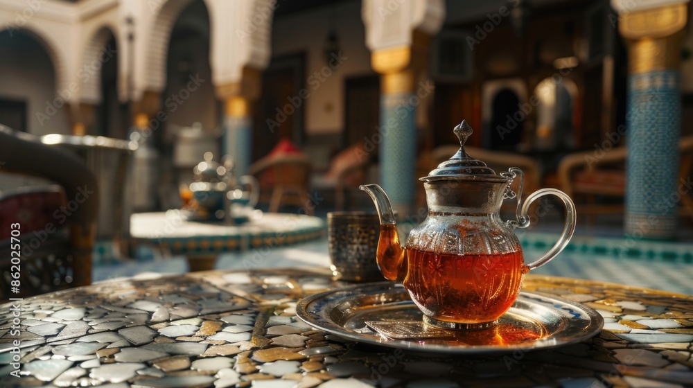 Fototapeta premium Tea Pot on Silver Tray