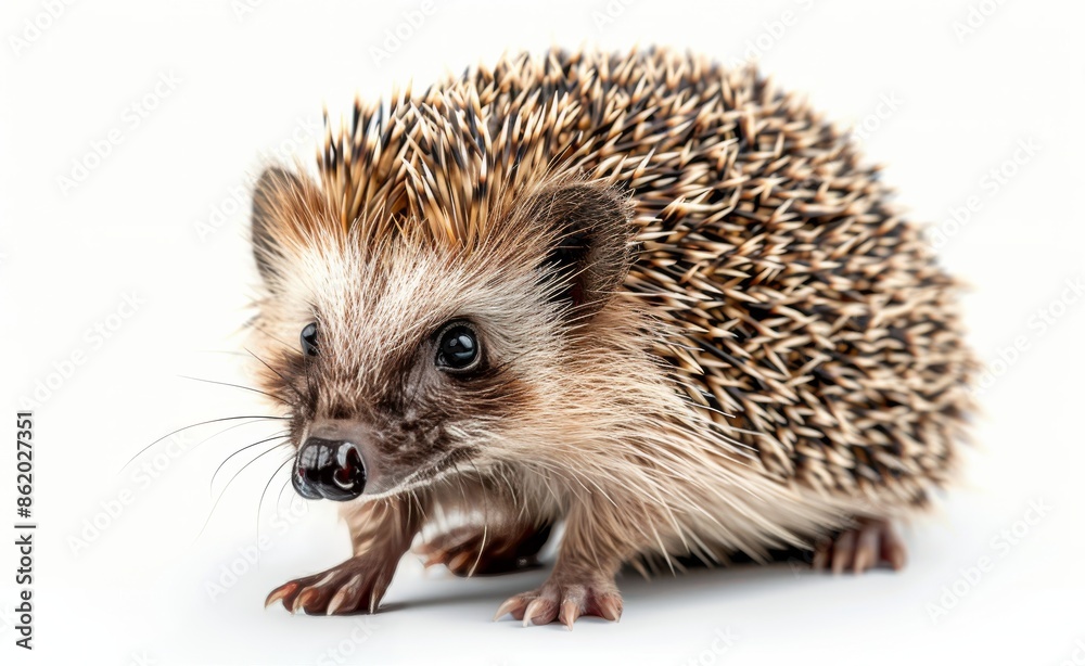 Fototapeta premium Close Up of a Brown Hedgehog on a White Background