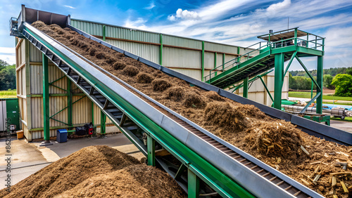 Conveyor system transports biomass to pyrolysis reactor for biochar production