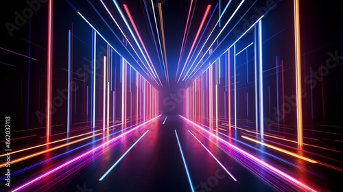 Colorful Neon Light Pathway with Future Technology Vibes