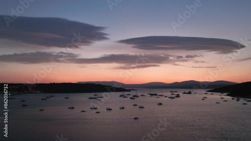 Sunset Over Sığacık Teos Marina Captured by Drone photo