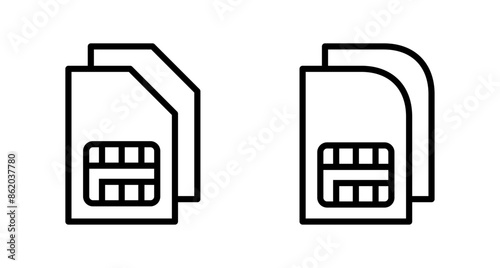 Sim card icon vector isolated on white background. Mobile slot icon. Mobile cellular phone sim card chip.