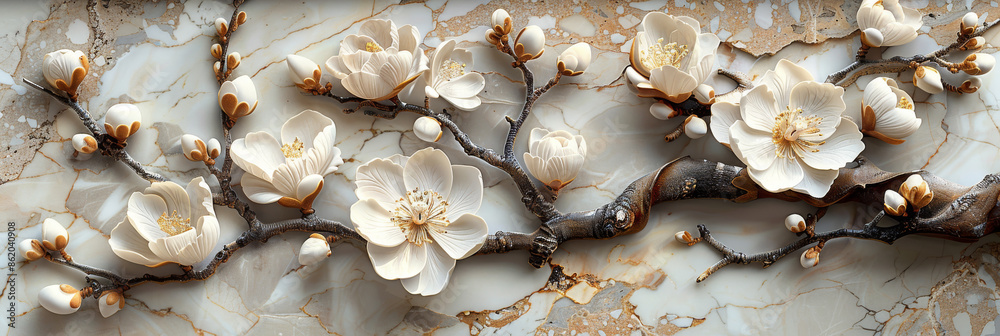 panel wall art, wall decoration, marble background with flowers designs panel wall art, wall decoration, marble background with flowers designs