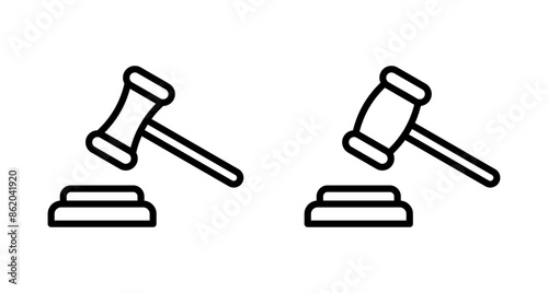 Gavel icon vector isolated on white background. Hammer icon vector. Judge Gavel Auction Icon Vector. Bid