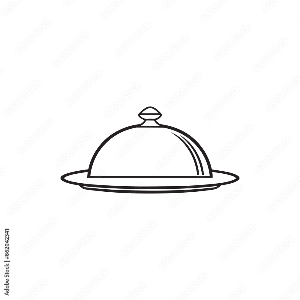 Cover food dish icon kitchen black hot metal silver design. Cover food dish icon kitchen black hot metal silver design.