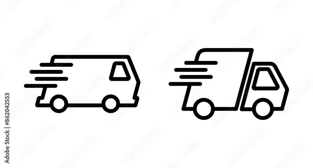 Delivery Icon vector isolated on white background. Fast Delivery Icon. Fast shipping delivery truck. Truck icon delivery