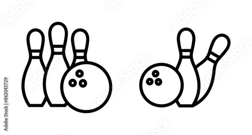 Bowling game Pin Icon vector isolated on white background. Bowling icon, ball and pin