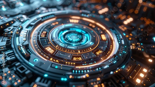 Wallpaper Mural A futuristic monument with interactive holographic displays, Metallic colors, Futuristic, 3D rendering, Majestic Torontodigital.ca