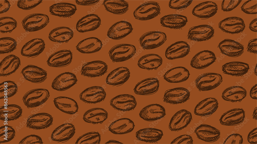 Obraz premium coffee bean seamless pattern. background coffee beans seamless pattern. Seamless Coffee Bean Pattern for package. coffee beans.