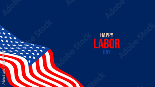 Labor Day USA. First Monday of September. Colors national flag. Concept holiday. Design poster banner. Postcard invitation template. Vector. ..