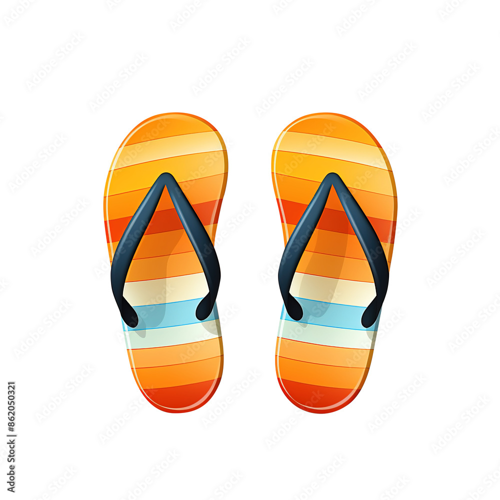 flip flops illustration on transparent background, clipping path, png 
