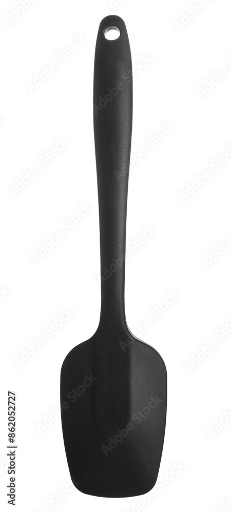 One black spatula isolated on white. Kitchen utensil One black spatula isolated on white. Kitchen utensil
