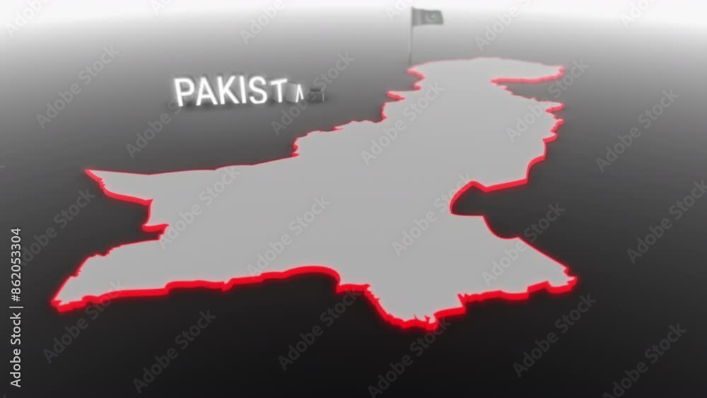 3d animated map of Pakistan gets hit and fractured by the text “Recession” 3d animated map of Pakistan gets hit and fractured by the text “Recession”