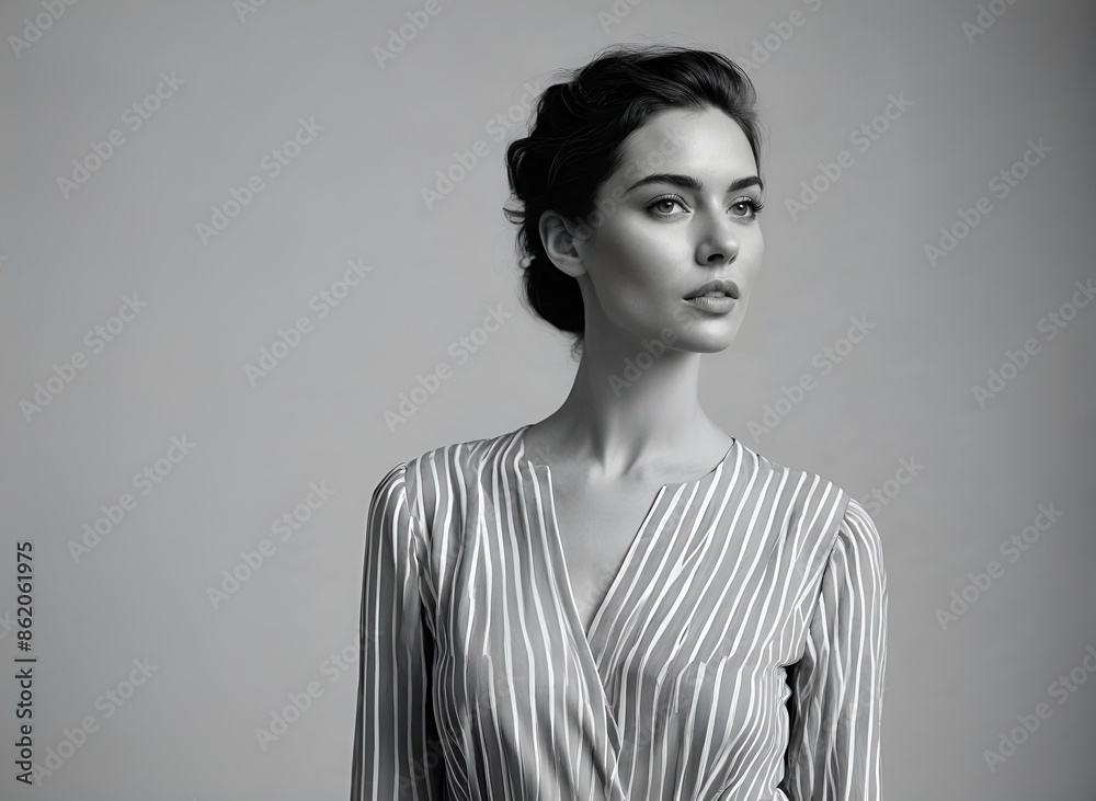 Fashion Photography: Stylish Woman in Chic Outfit Against a Gray Background Fashion Photography: Stylish Woman in Chic Outfit Against a Gray Background
