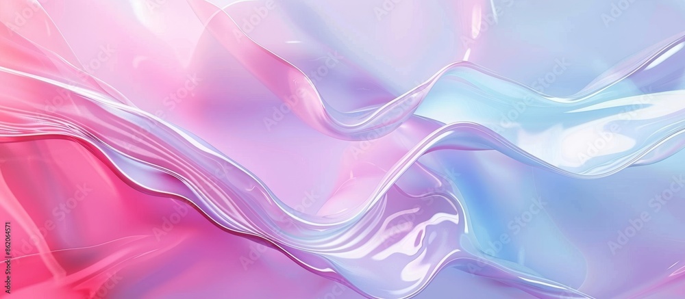 Obraz premium Abstract pink and blue background with glass wavy lines, light red gradient with soft edges in the style of a digital art, ethereal pastel colors with high resolution