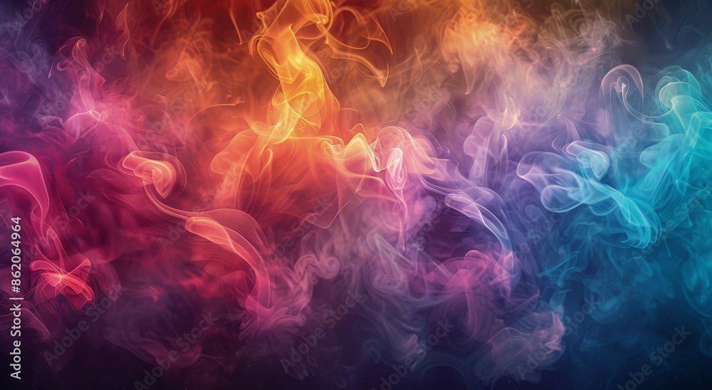 Obraz premium Abstract Blue, Pink, and Orange Smoke Swirling