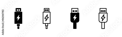 Usb icon set. Flash disk icon vector
