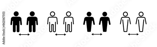 Social distance icon set. social distancing icon. self quarantine sign