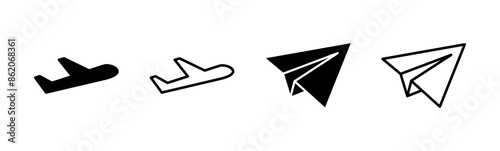 Plane icon set. Airplane icon vector. Flight transport symbol. Travel illustration. Holiday symbol