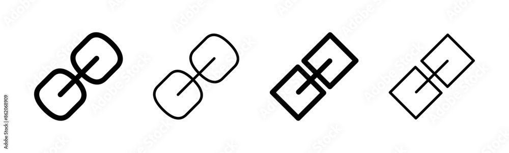 Link icon set. Hyperlink chain symbol.