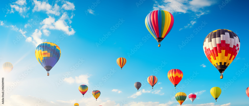 Fototapeta premium Colorful Balloon Festival in Clear Blue Sky