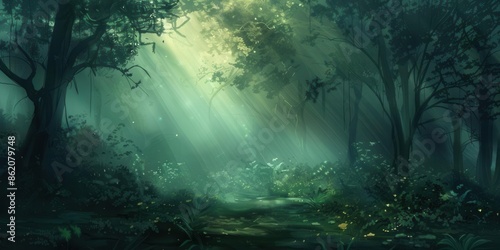 Enigmatic Forest. Ethereal mystery concept