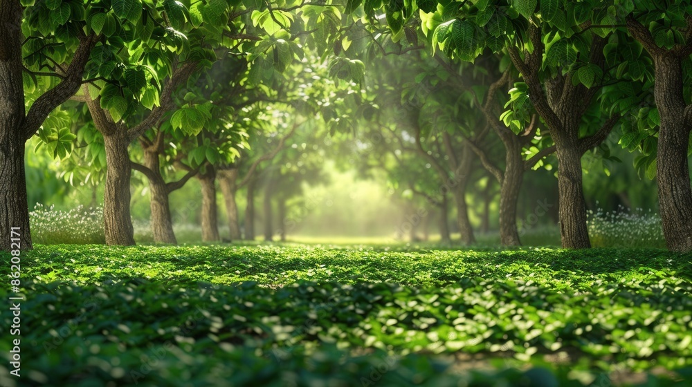 Lush Green Leaves in a Tree Farm. Nature's Bounty concept Lush Green Leaves in a Tree Farm. Nature's Bounty concept
