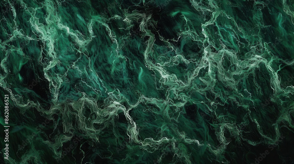 Obraz premium Serene Emerald. Tranquil green and black background concept