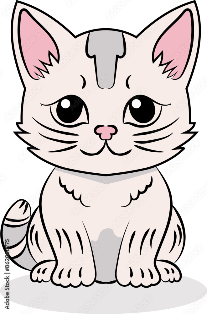 Illustration of a beautiful and adorable kitten Illustration of a beautiful and adorable kitten