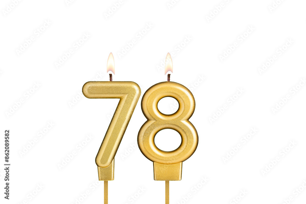 Birthday candle number 78 on white background Birthday candle number 78 on white background