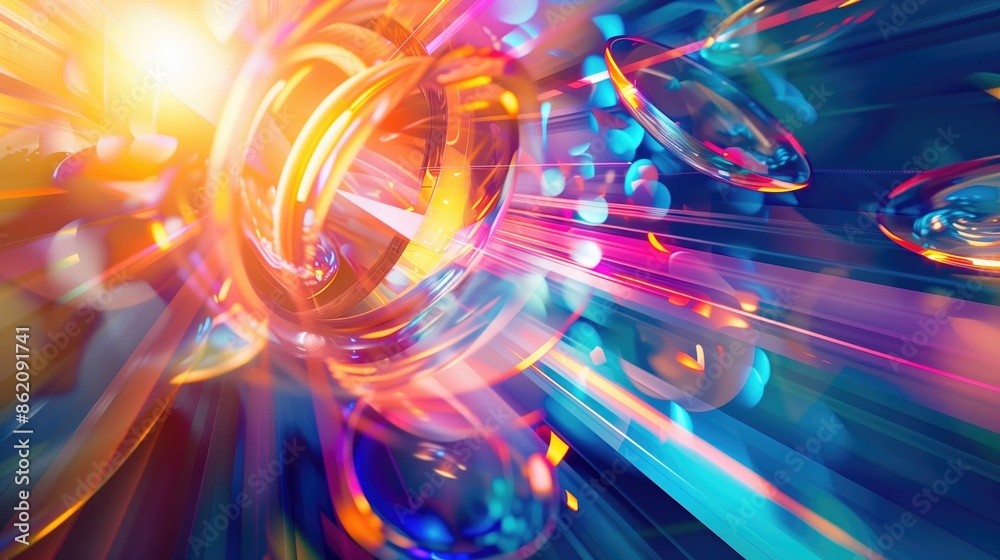 Vibrant Abstract 3D Background with Dynamic Shapes and Colorful Light Effects Vibrant Abstract 3D Background with Dynamic Shapes and Colorful Light Effects