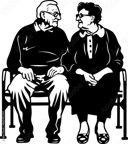 Grandparents silhouette drawing