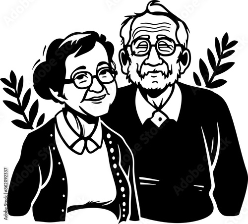 Grandparents silhouette drawing