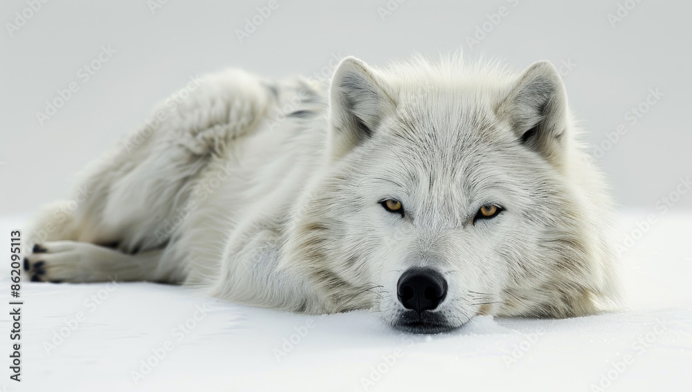Naklejka premium Arctic Wolf Resting in the Snow