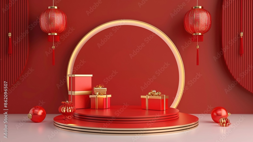 Chinese Red Festival Theme E-commerce Booth Background Chinese Red Festival Theme E-commerce Booth Background