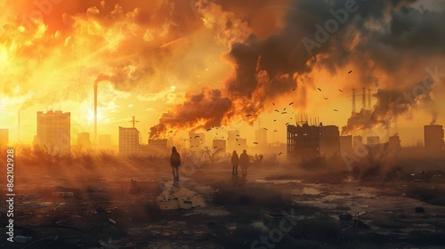 Devastating Aftermath of Apocalyptic World War III Scenario Ravaging the Environment photo
