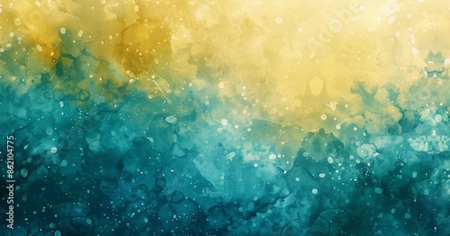 Abstract Watercolor Painting With Yellow and Blue Splashes