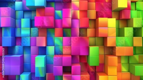 Abstract Colorful Cube Wall