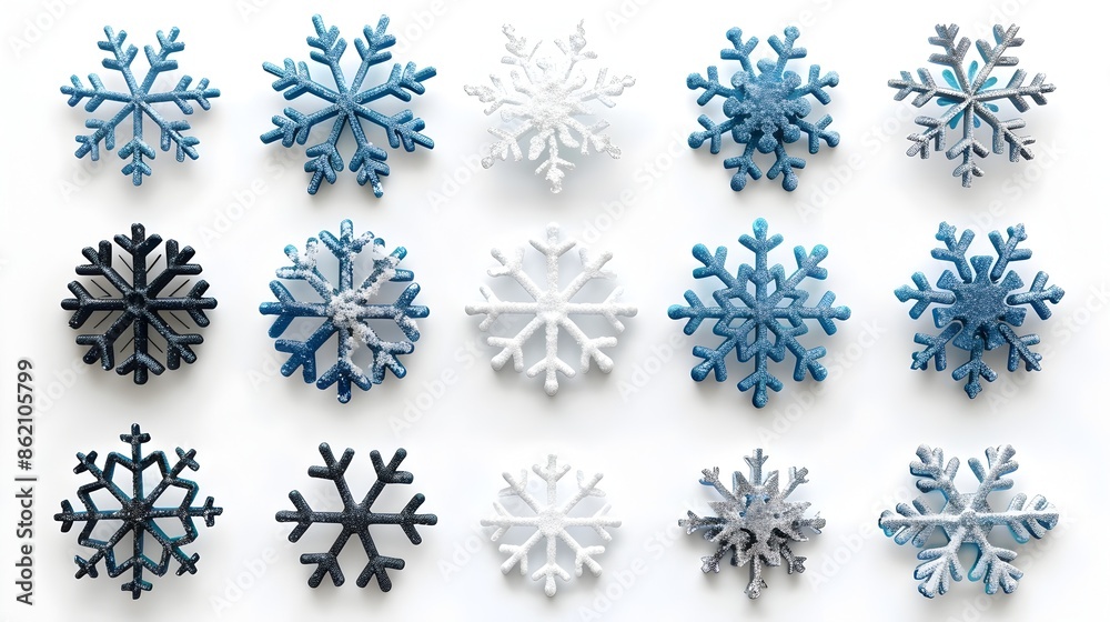 Elegant Snowflake Icon on Crisp White Background Elegant Snowflake Icon on Crisp White Background