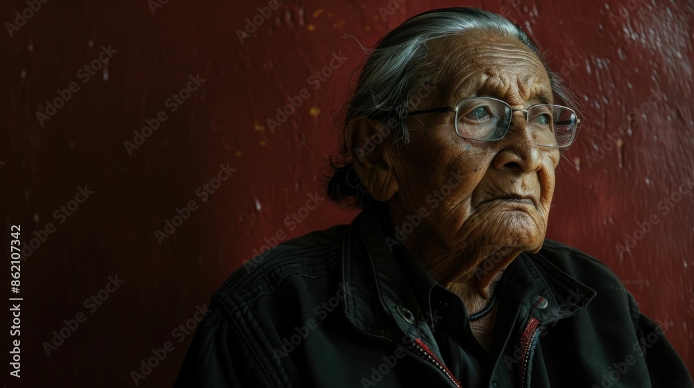 Elderly Gentleman in Stylish Black Jacket Sitting in Front of Vibrant Red Wall in Urban Setting Elderly Gentleman in Stylish Black Jacket Sitting in Front of Vibrant Red Wall in Urban Setting