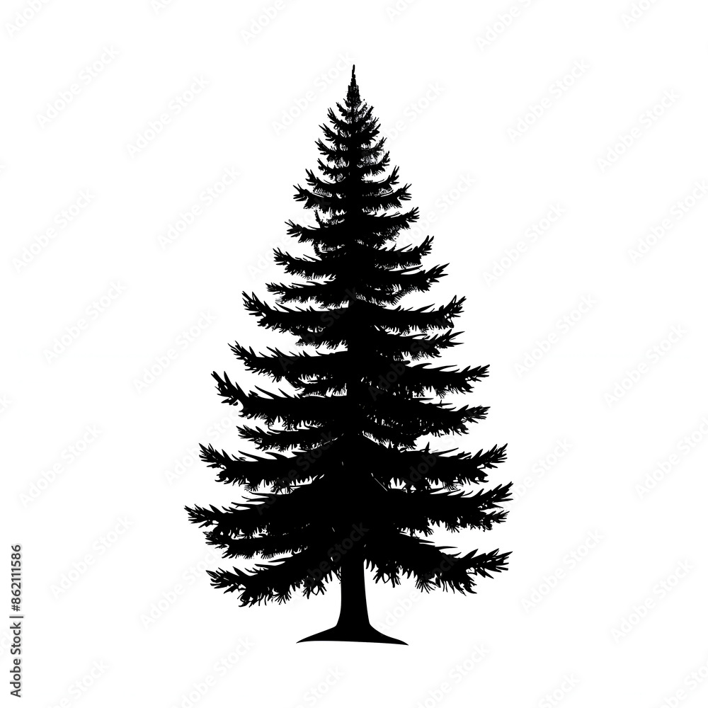 Obraz premium christmas tree silhouettes, christmas tree isolated on white
