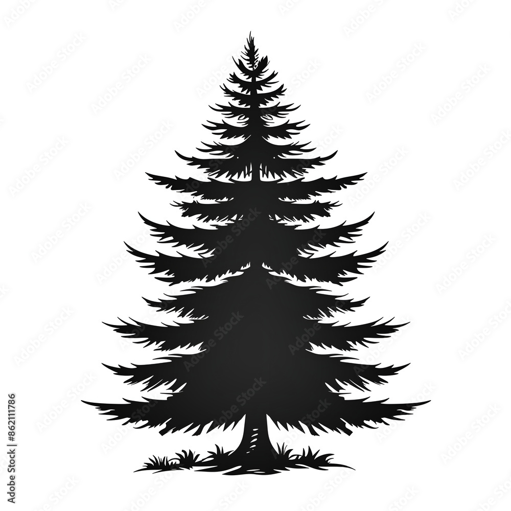 Obraz premium christmas tree silhouettes, christmas tree isolated on white