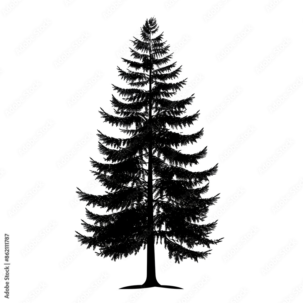 Obraz premium christmas tree silhouettes, christmas tree isolated on white